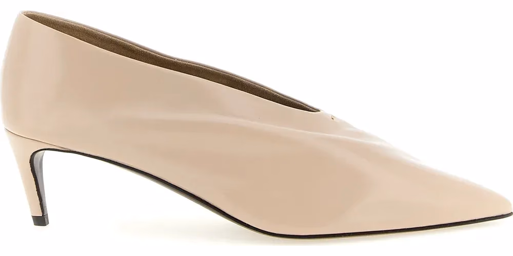 Khaite Beige Calfskin Mid Heel Pumps