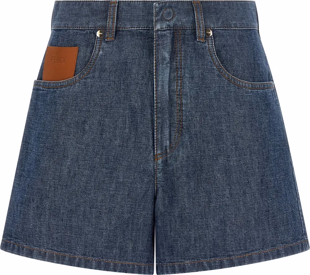 Fendi Blue Cotton Bermuda Shorts