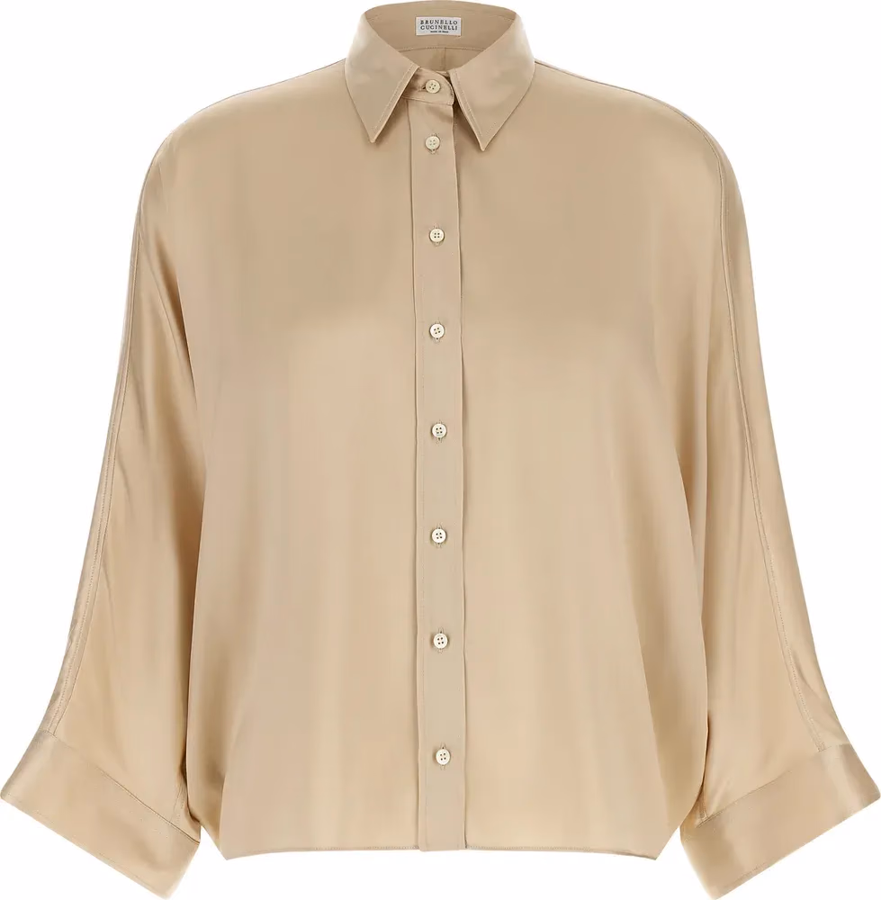 Brunello Cucinelli Beige Silk Blouse