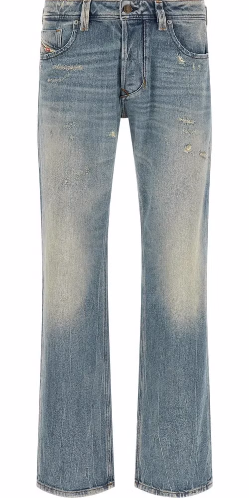 Diesel Blue Cotton Straight-Leg Jeans