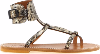 Gray Goatskin Flat Sandals