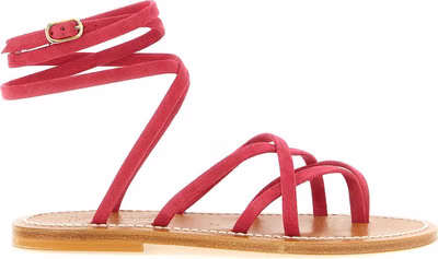 Fuchsia Calfskin Flat Sandals
