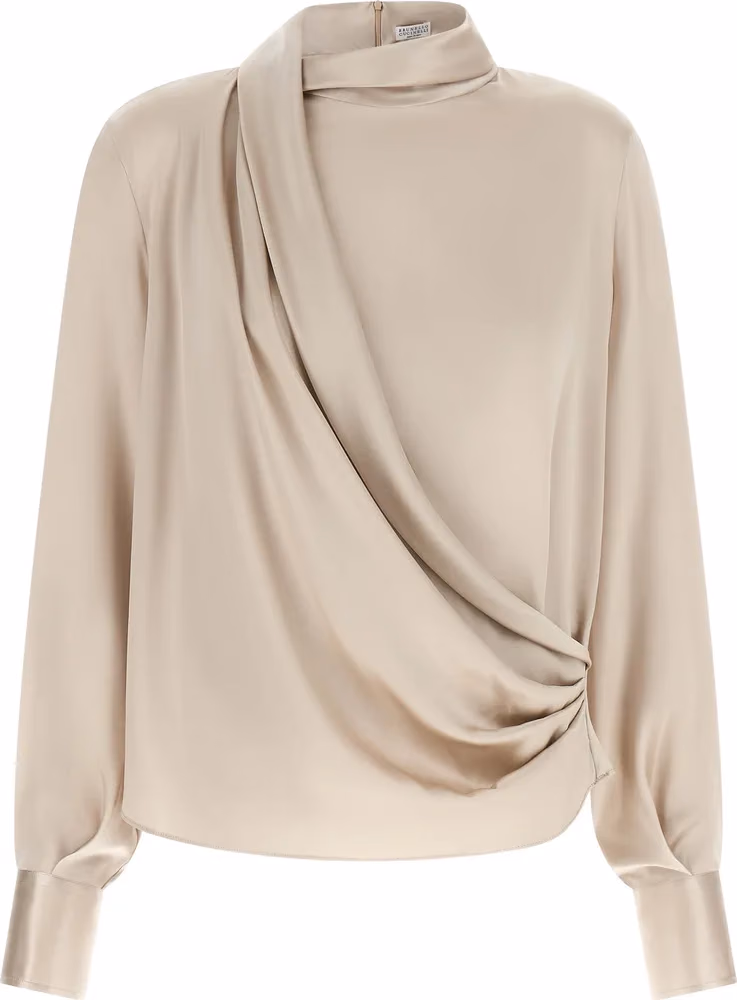 Brunello Cucinelli Beige Silk Blouse