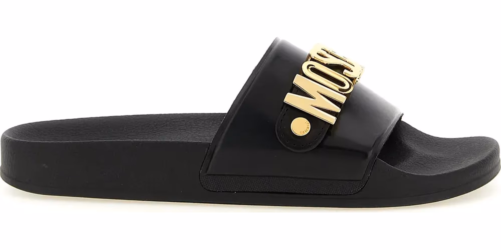 Moschino Gold Pvc Slides