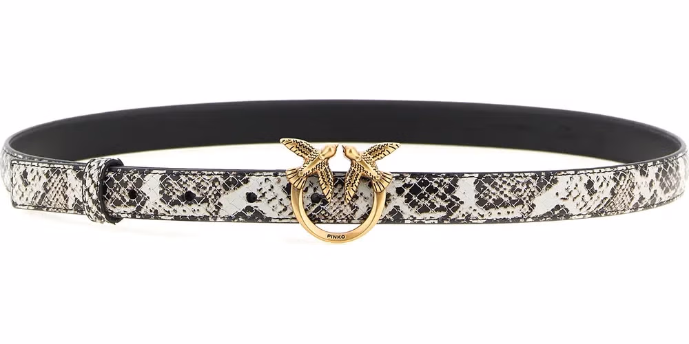 PINKO Gray Calfskin Thin Belt