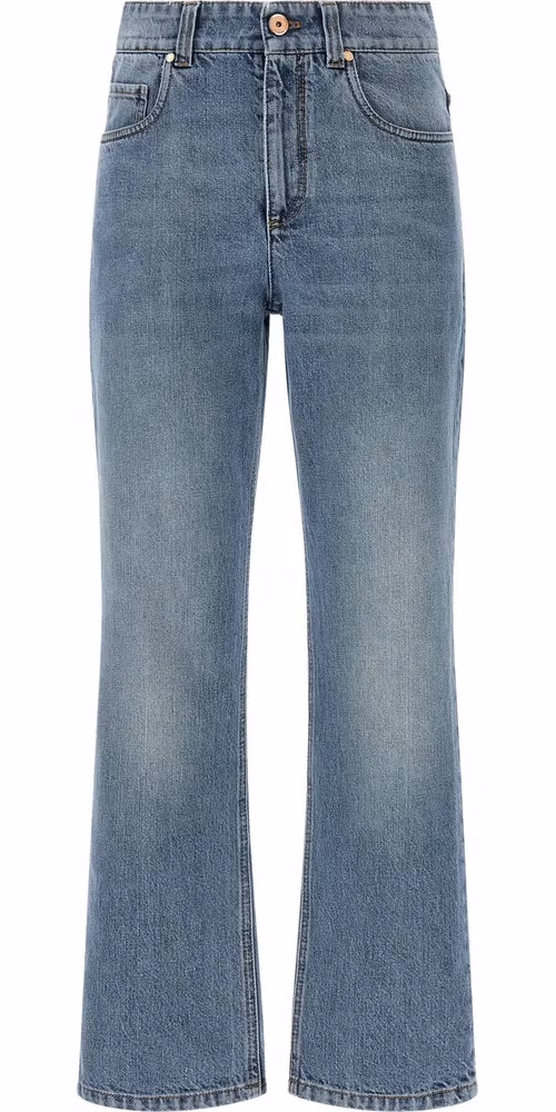 Brunello Cucinelli Blue Cotton Relaxed Fit Jeans