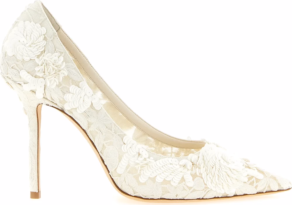 Jimmy Choo Beige Tencel High Heel Pumps