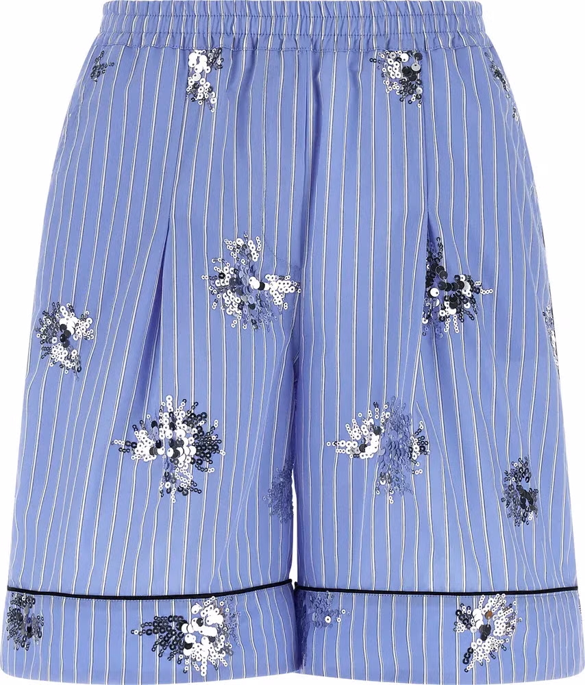 LE TWINS Blue Cotton Bermuda Shorts