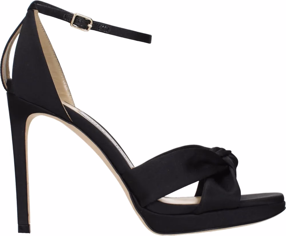 Jimmy Choo Black Satin Platform Sandals
