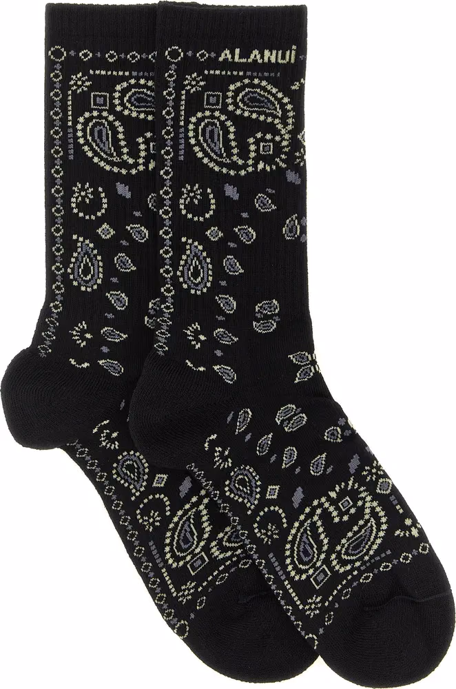 Alanui Black Cotton Socks