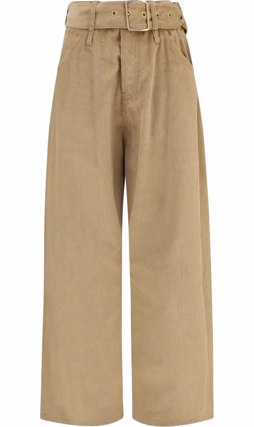 Darkpark Beige Cotton Casual Pants