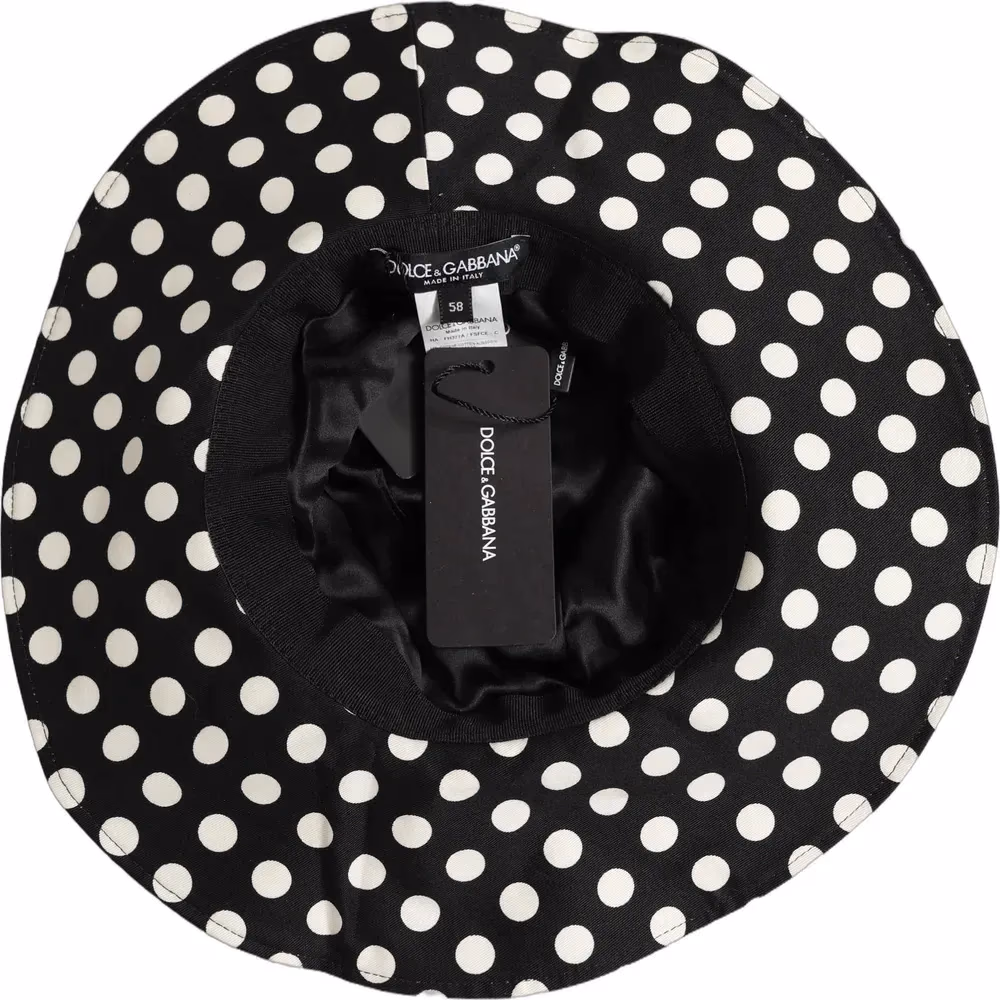 Dolce & Gabbana Black White Polka Dot Cotton Bucket Capello Hat