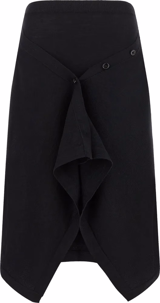 Lemaire Black Wool Midi Skirt