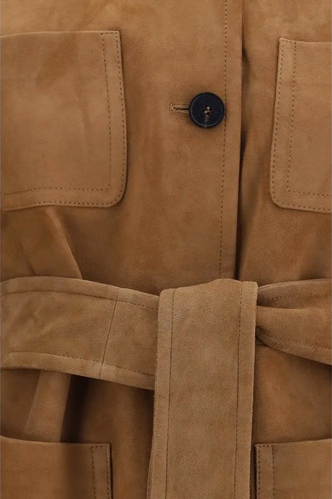 Max Mara Brown Lamb Leather Full-Length Jacket