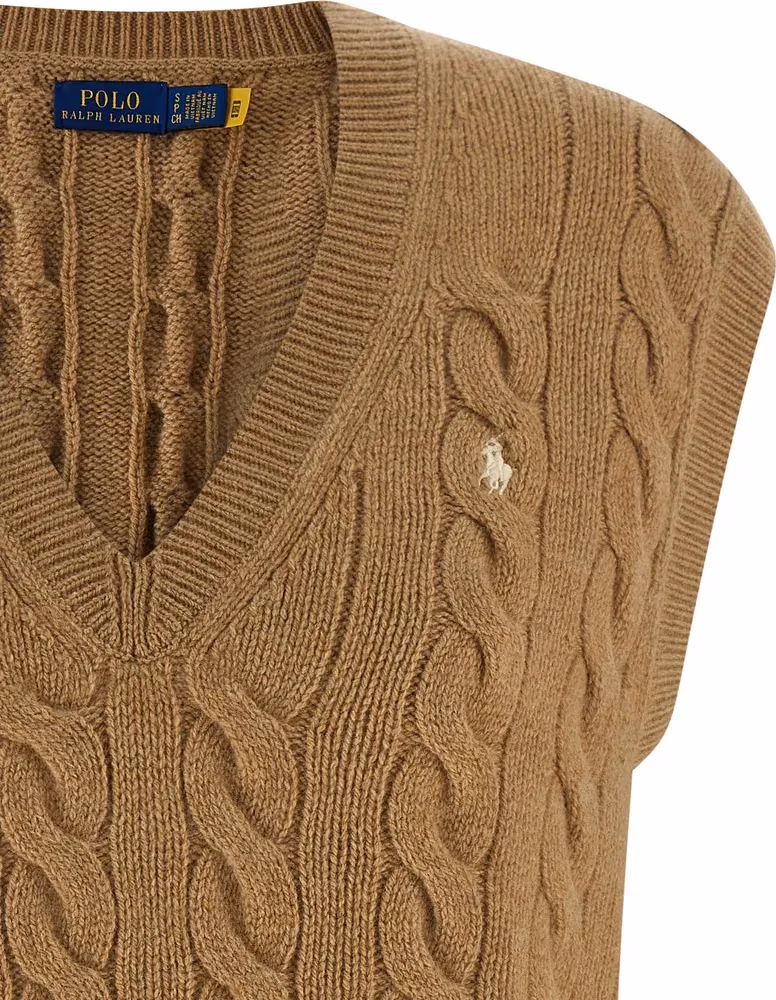 Polo Ralph Lauren Beige Wool Sleeveless Jacket