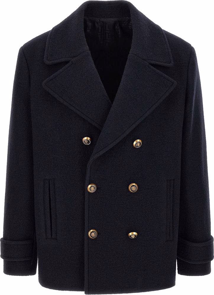 Balmain Blue Virgin Wool Coat