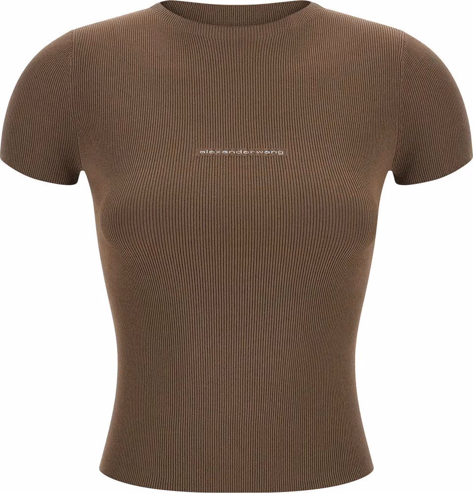 Alexander Wang Brown Polyamide T-Shirt