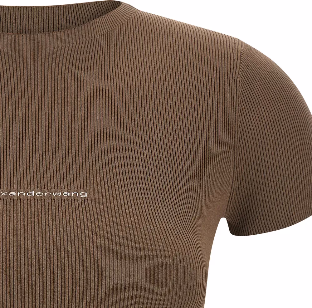 Alexander Wang Brown Polyamide T-Shirt