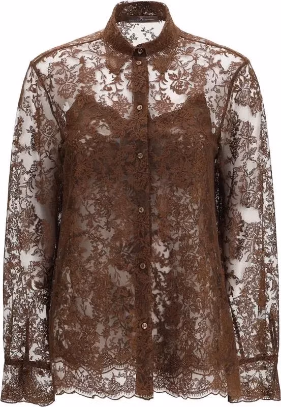 Ermanno Scervino Brown Polyester Pattern Shirt