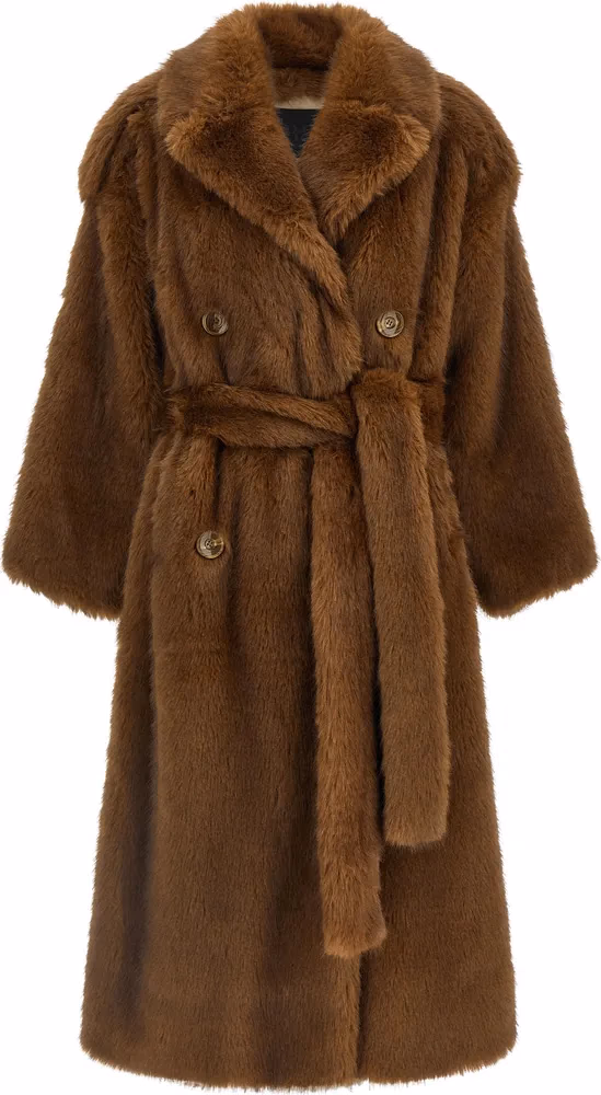 B&B COUTURE Brown Polyester Coat