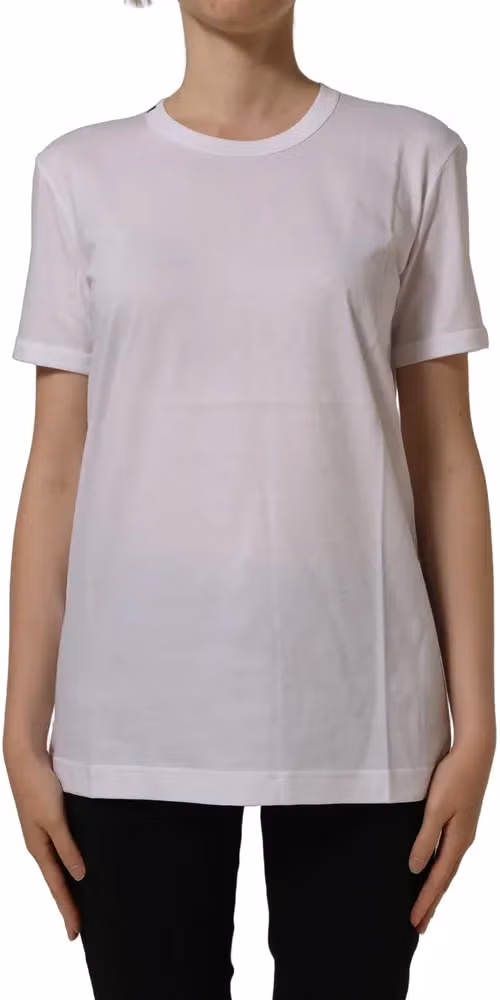 Dolce & Gabbana White Cotton Crew Neck Short Sleeves T-shirt