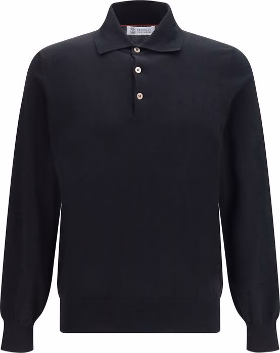 Brunello Cucinelli Black Cotton Polo Shirt