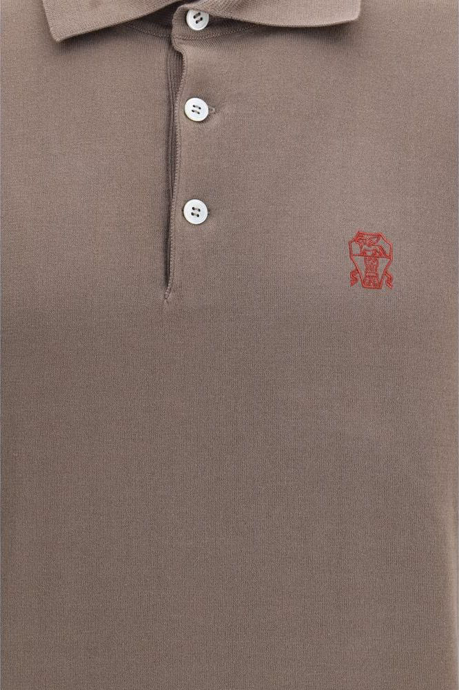 Brunello Cucinelli Brown Cotton Polo Shirt