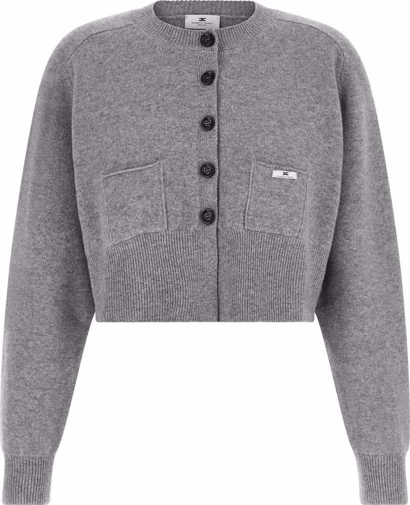 Elisabetta Franchi Gray Wool Cardigan