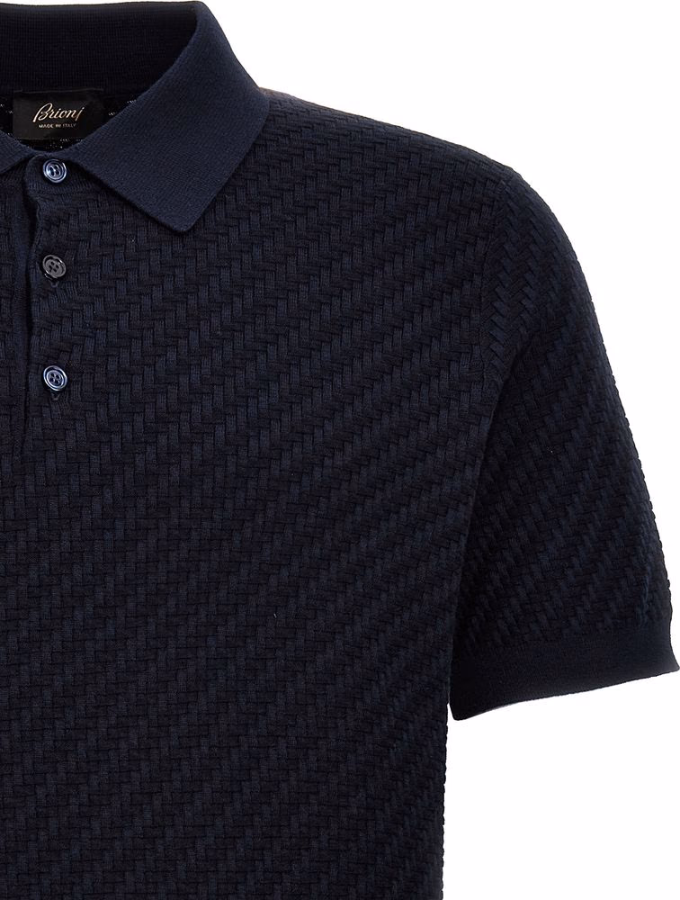 Brioni Blue Cotton Polo Shirt
