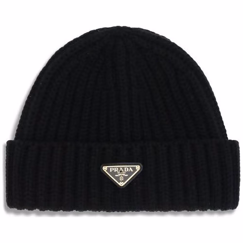 Prada Black Wool Oves Aries Beanie