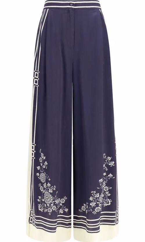 Alemais Blue Silk Casual Pants