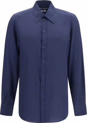 Blue Silk Dress Shirt