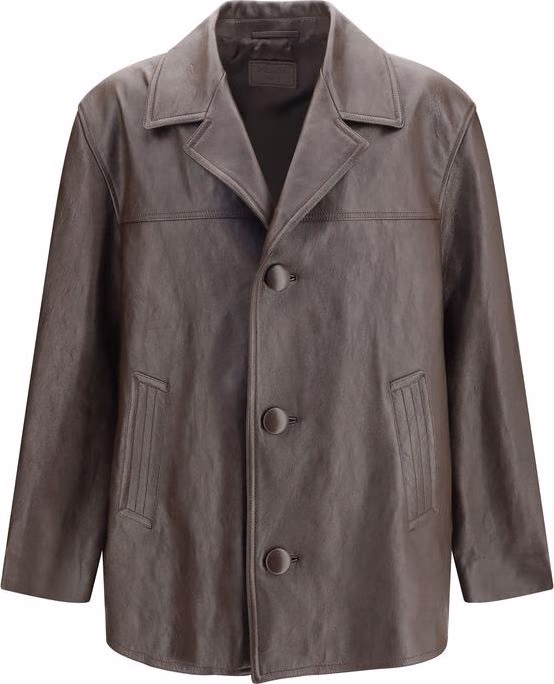Prada Brown Lamb Leather Leather Jacket