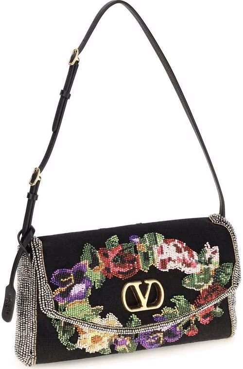 Valentino Garavani Multicolor Linen Shoulder Bag