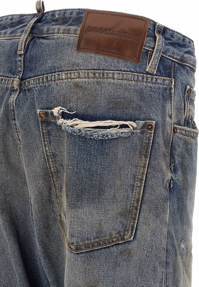 Dsquared² Blue Cotton Relaxed Fit Jeans