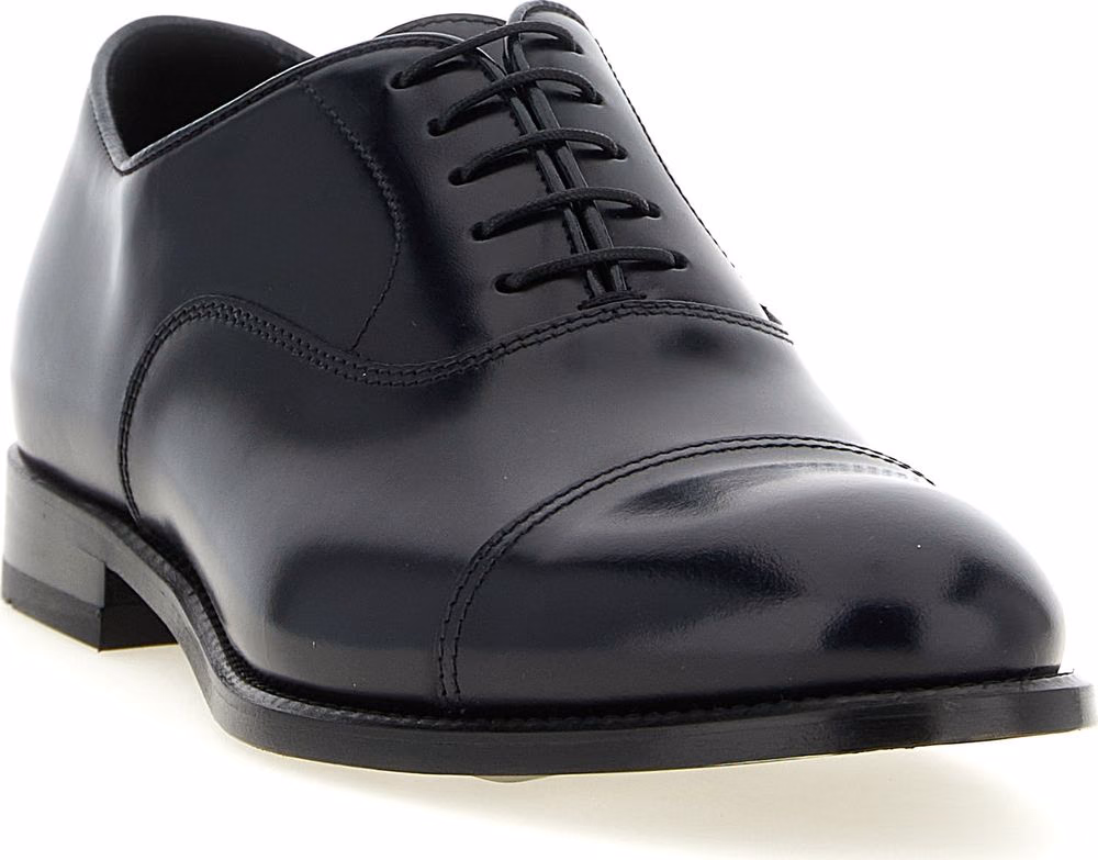 Doucal's Black Lamb Leather Oxfords And Derbies