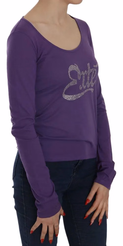 Exte Purple Crystal Embellished Long Sleeve Casual Top