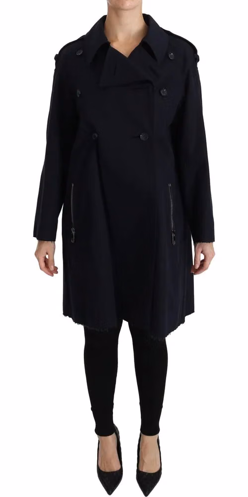 Dolce & Gabbana Coat Blue Cotton Women Trench Jacket