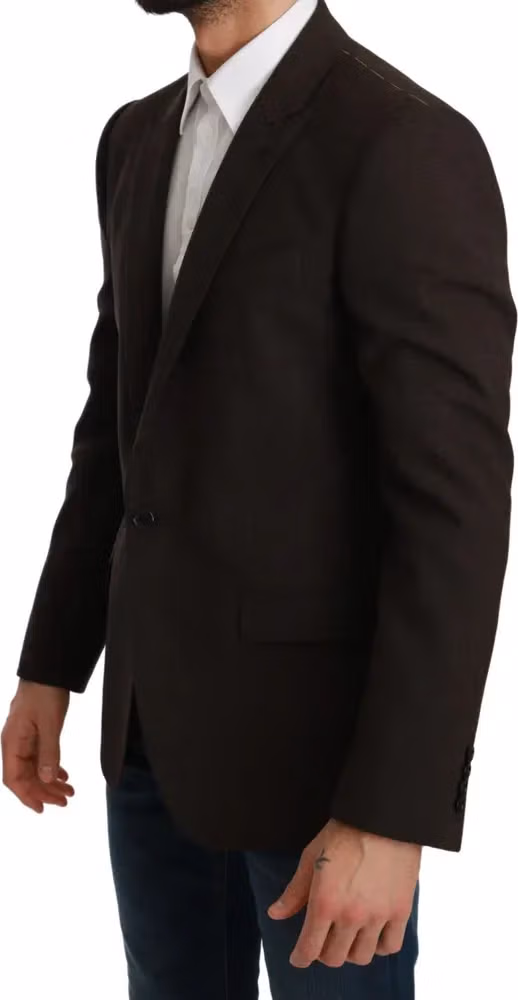 Dolce & Gabbana Brown Slim Fit Coat Jacket MARTINI Blazer