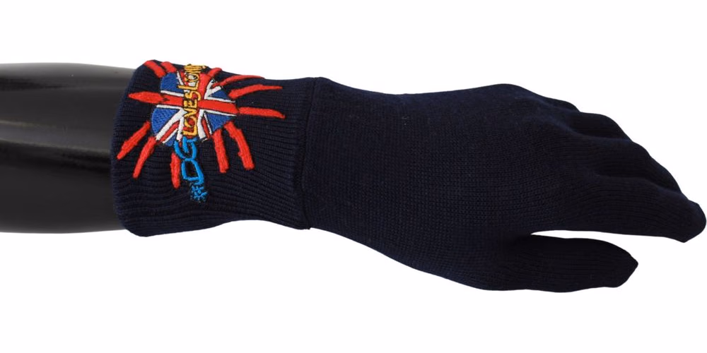 Dolce & Gabbana Blue #DGLovesLondon Embroidered Wool Gloves