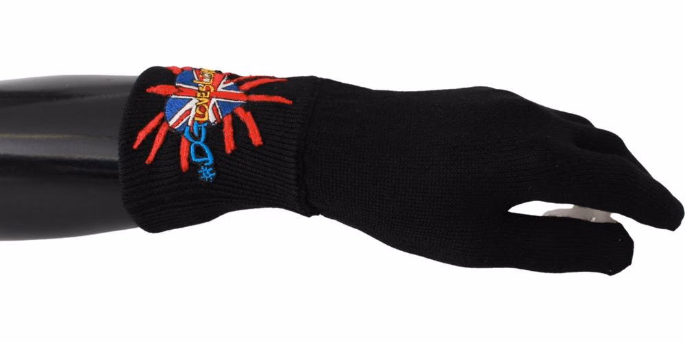 Dolce & Gabbana Black #DGLovesLondon Embroidered Wool Gloves