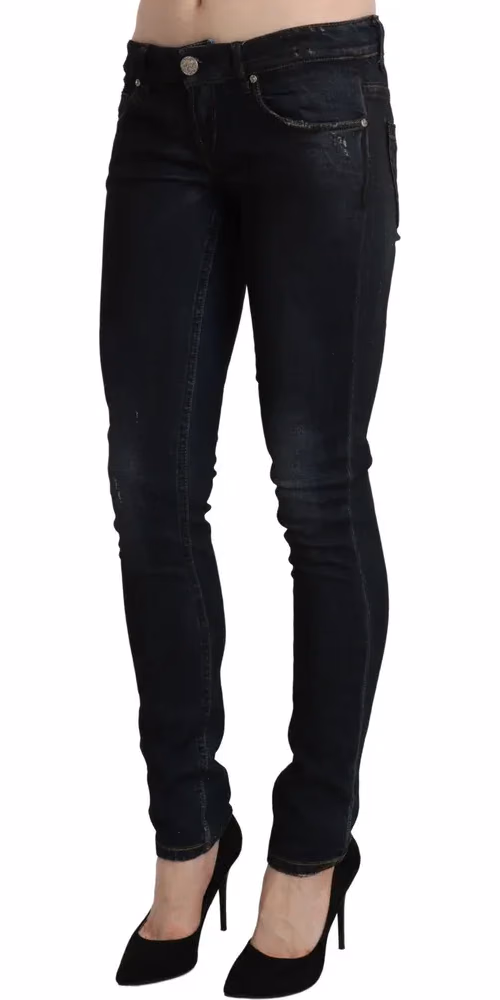 Acht Blue Washed Low Waist Skinny Denim Slim Trouser