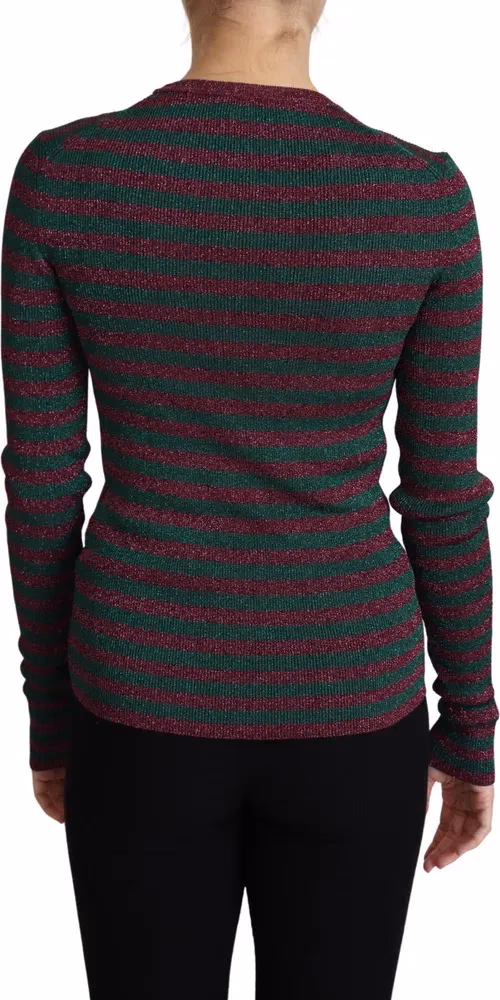 Dolce & Gabbana Multicolor Stripes Crew Neck Pullover Sweater
