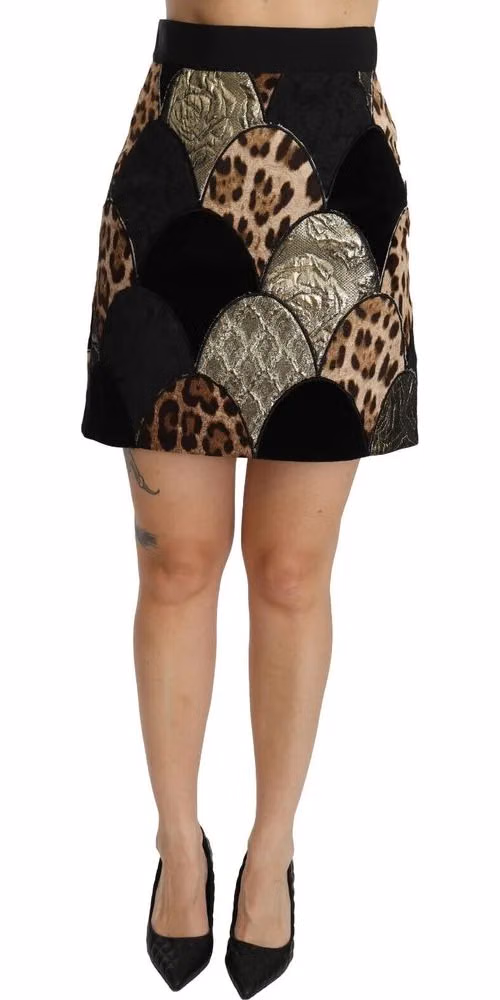 Dolce & Gabbana Multicolor Leopard Print High Waist Mini Skirt