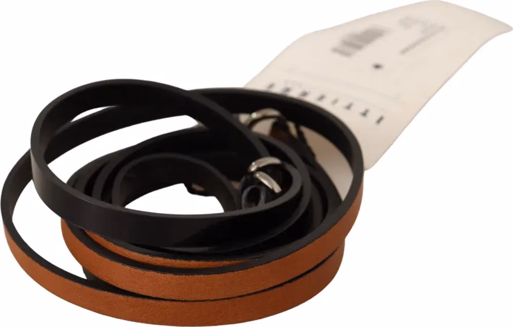 Costume National Brown Leather Silver Tone Buckle Belt