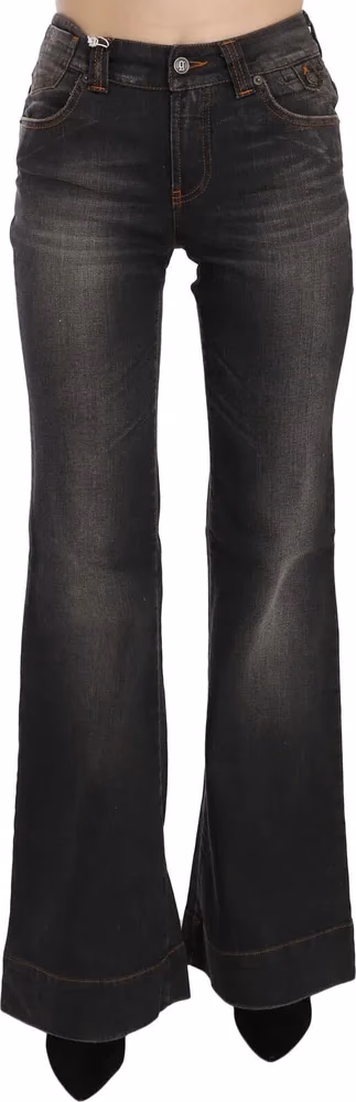 John Galliano Black Washed Mid Waist Flared Denim Casual Jeans