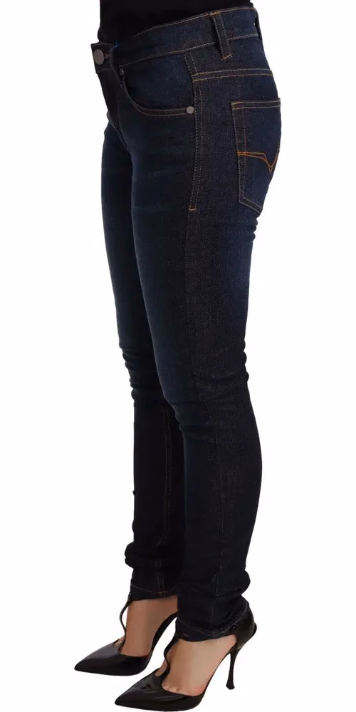 Versace Jeans Dark Blue Cotton Low Waist Skinny Denim Jeans