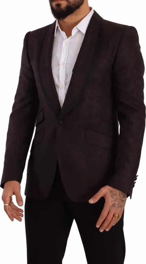 Dolce & Gabbana Purple Jacquard Single Breasted SICILIA Blazer
