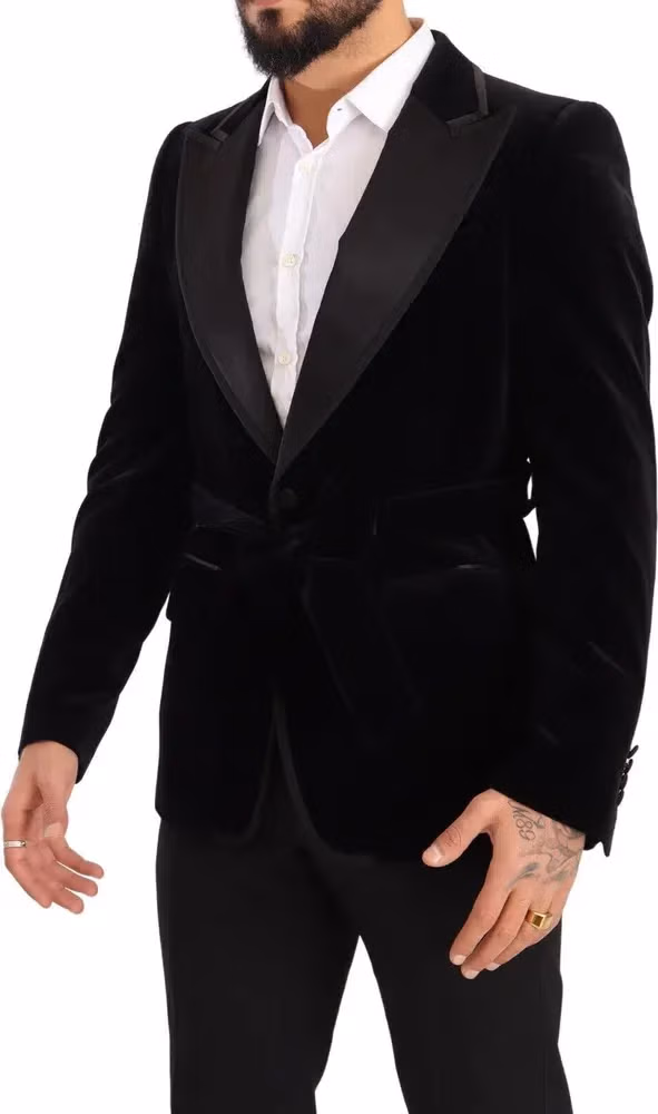 Dolce & Gabbana Black Velvet Single Breasted One Button Blazer