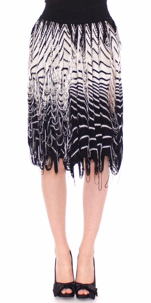 Alice Palmer White Black Knitted Assymetrical Skirt